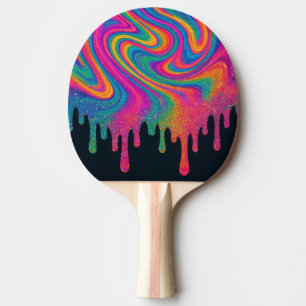 Psychedelische Glitterie Neon Tropfen Ping Pong Pa Tischtennis Schläger