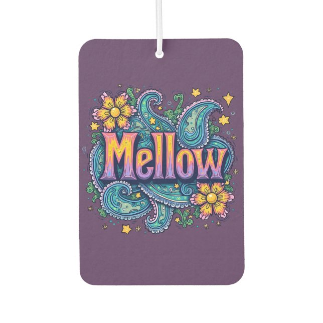 Psychedelische Groovy "Mellow" Retro Hippie Art Autolufterfrischer (Vorderseite)