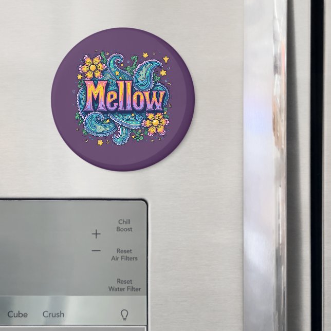 Psychedelische Groovy "Mellow" Retro Hippie Art Magnet (In Situ (Kühlschrank))