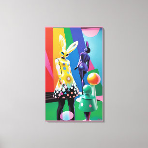 Psychedelische Hasenwelt Leinwanddruck