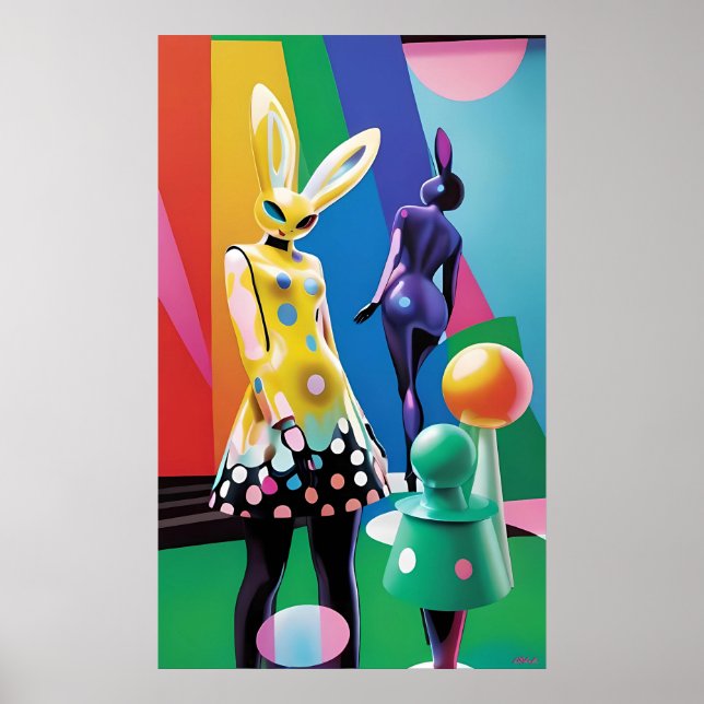 Psychedelische Hasenwelt Poster (Vorne)