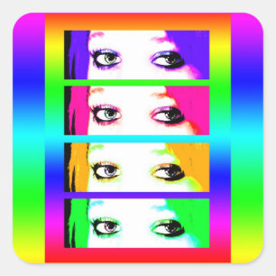 Psychedelische, helle Augen Quadratischer Aufkleber