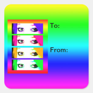 Psychedelische helle quadratischer aufkleber