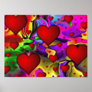 Psychedelische Herzen Poster
