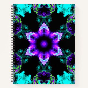 Psychedelische Hippie-Blume Lila Aquamarin und sch Notizbuch