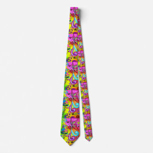 Psychedelische Hippie-Blume Pilze Krawatte