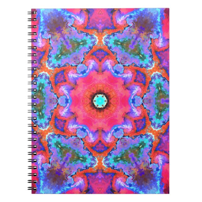 Psychedelische Hippie-Blume Rosa Blau und Orange Notizblock (Vorderseite)