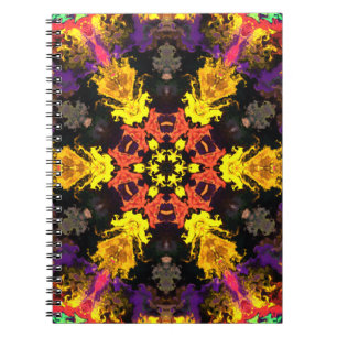 Psychedelische Hippie-Blume Rot Gelb und Lila Notizblock