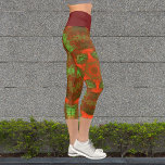 Psychedelische Hippie-Leggings Capri Leggings<br><div class="desc">Diese psychedelischen Leggings sind in einem asymmetrischen Kaleidoskop-Muster hell rot und grün.</div>