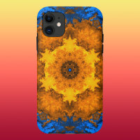 Psychedelische Kaleidoskop-Blume Gelb und Blau