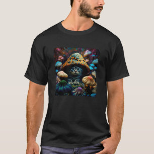 Psychedelische Katze im Pilzwald T-Shirt