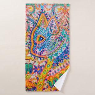 Psychedelische Katze, Louis Wain Badehandtuch