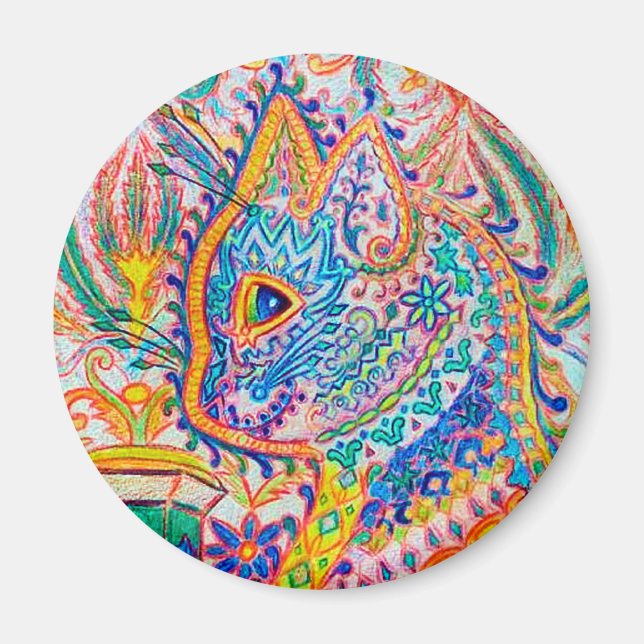 Psychedelische Katze, Louis Wain Magnet (Vorne)
