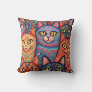 Psychedelische Katzen. Hippy, Bohemisch, BoHo Kissen