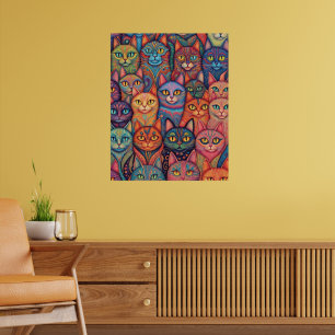 Psychedelische Katzen. Hippy, Bohemisch, BoHo Poster