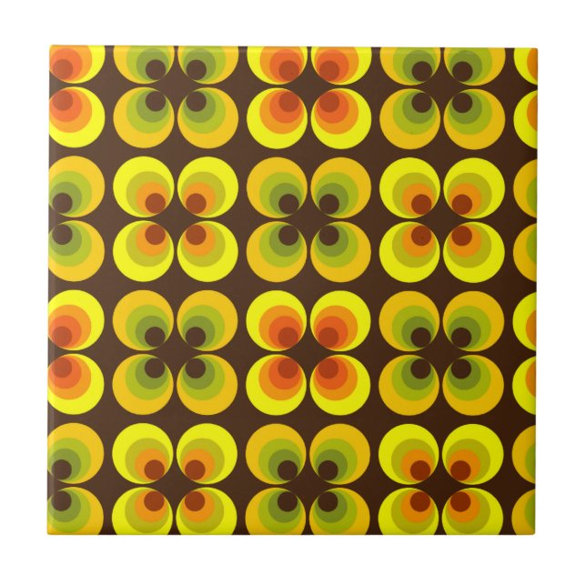 Psychedelische Kreise Fliese (Vorderseite)