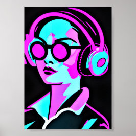 Psychedelische Kunst | Frauen in Kopfhörern Poster