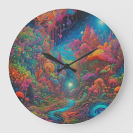 Psychedelische Landschaft Große Wanduhr