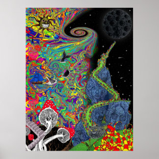 Psychedelische Landschaft Poster