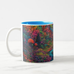 Psychedelische Landschaft Zweifarbige Tasse