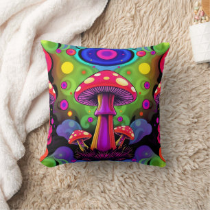 Psychedelische lebendige bunte Retro-Pilze Kissen