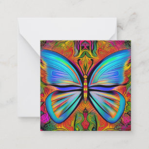 Psychedelische, lebendige Farben Butterfly-Malerei Mitteilungskarte