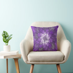 Psychedelische Lila Blume Abstraktes Fraktal Kunst Kissen