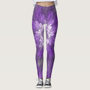 Psychedelische Lila Blume Abstraktes Fraktal Kunst Leggings