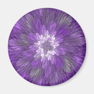 Psychedelische Lila Blume Abstraktes Fraktal Kunst Magnet