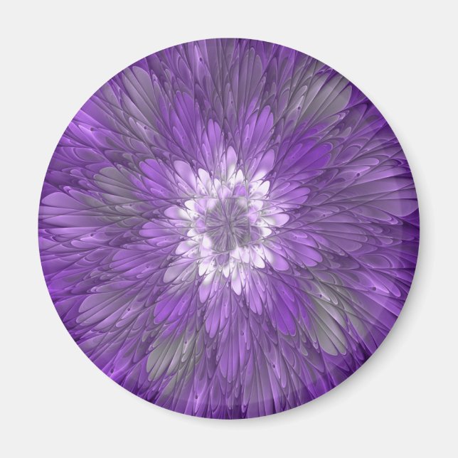 Psychedelische Lila Blume Abstraktes Fraktal Kunst Magnet (Vorne)