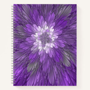 Psychedelische Lila Blume Abstraktes Fraktal Kunst Notizbuch