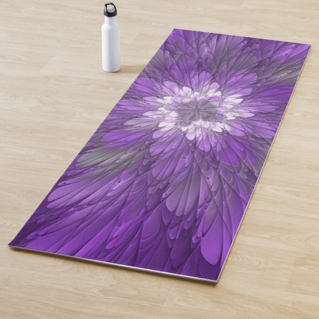Psychedelische Lila Blume Abstraktes Fraktal Kunst Yogamatte (Beispiel)