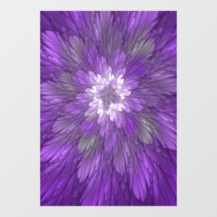 Psychedelische lila Blumen-Abstract-Fraktal-Kunst Fensteraufkleber