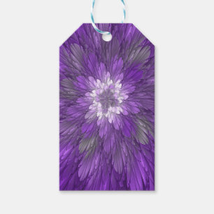 Psychedelische lila Blumen-Abstract-Fraktal-Kunst Geschenkanhänger