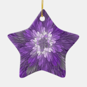 Psychedelische lila Blumen-Abstract-Fraktal-Kunst Keramik Ornament