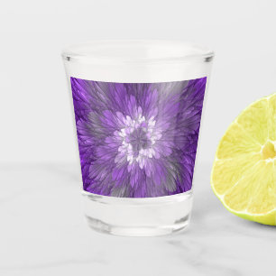 Psychedelische lila Blumen-Abstract-Fraktal-Kunst Schnapsglas