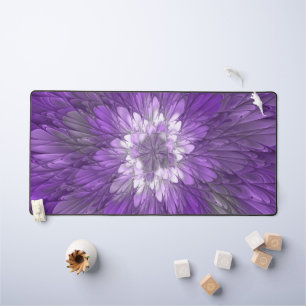 Psychedelische lila Blumen-Abstract-Fraktal-Kunst Schreibtischunterlage