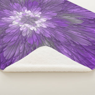 Psychedelische lila Blumen-Abstract-Fraktal-Kunst Sherpadecke