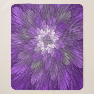 Psychedelische lila Blumen-Abstract-Fraktal-Kunst Sherpadecke