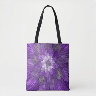 Psychedelische lila Blumen-Abstract-Fraktal-Kunst Tasche
