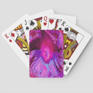 Psychedelische lila und magenta Hibiskusblüte Spielkarten