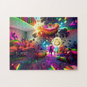 Psychedelische Luftballons Willkommen Zuhause Puzz