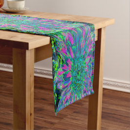 Psychedelische Magenta, Aqua und Limettengrüne Dah Kurzer Tischläufer
