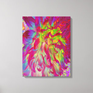 Psychedelische Magenta- und gelbe Dahlienblume Leinwanddruck