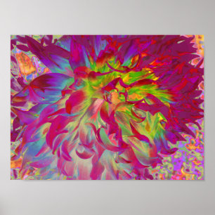 Psychedelische Magenta- und gelbe Dahlienblume Poster