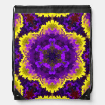 Psychedelische Mandala-Blume Gelb und Lila