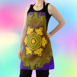 Psychedelische Mandala-Blume Lila und gelb Schürze