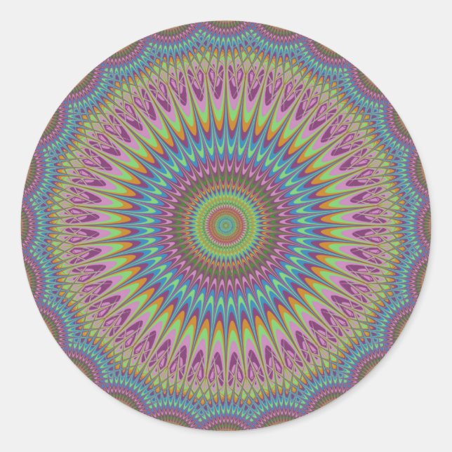 Psychedelische Mandala Runder Aufkleber (Vorderseite)