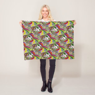 Psychedelische Mardi Gras Feder Maske Fleecedecke