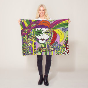 Psychedelische Mardi Gras Feder Maske Fleecedecke